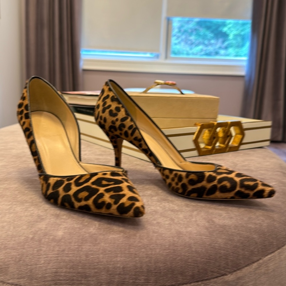 J Crew Heels Womens Size US 9 Leopard Print D’Orsay Pumps 3” Heel